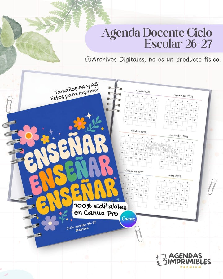 Agenda Docente Ciclo 2027 - Archivo Imprimible - imagen 1
