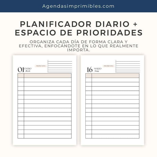 Agenda Beige Diaria | 2025