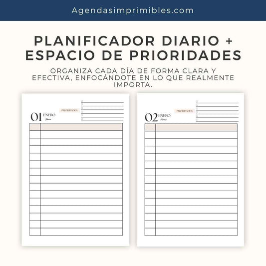 Agenda Beige Diaria | 2026