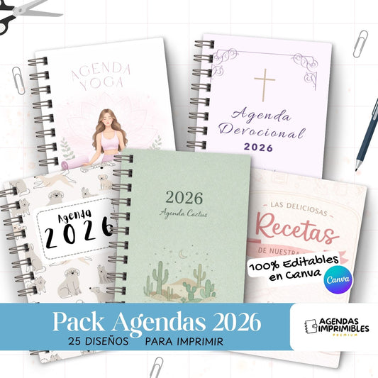 Pack de 25 Agendas Imprimibles 2026
