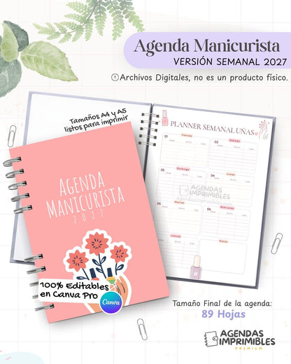 Agenda Manicurista 2027 - Semanal - imagen 1