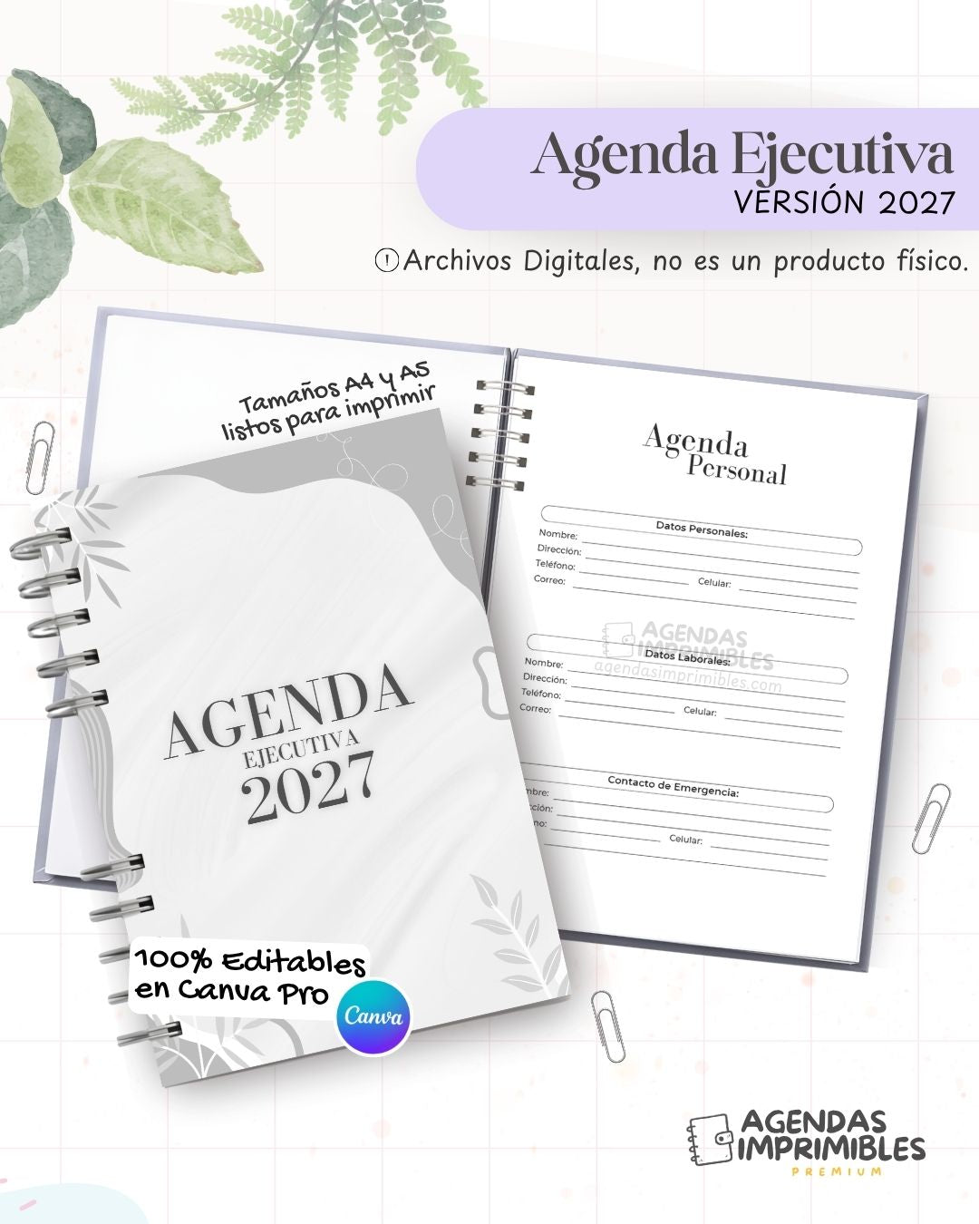 Agenda Ejecutiva 2027 - Archivo Imprimible - imagen 1