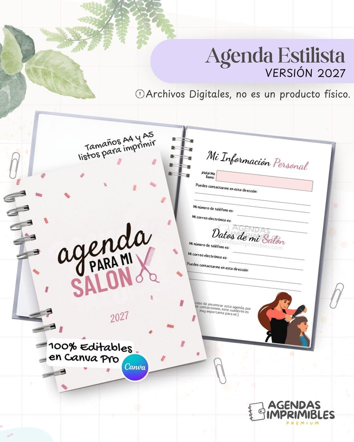 Agenda Estilista 2027 - Archivo Imprimible - imagen 1
