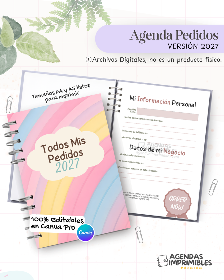Agenda Pedidos 2027 - Archivo Imprimible - imagen 1