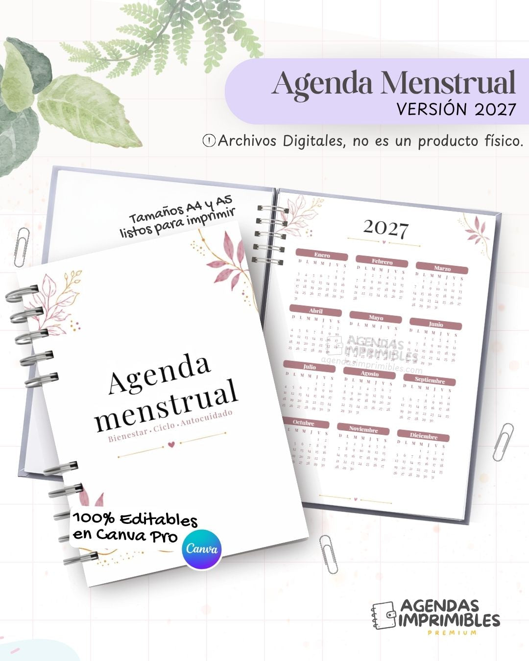 Agenda Menstrual 2027 - Archivo Imprimible - imagen 1
