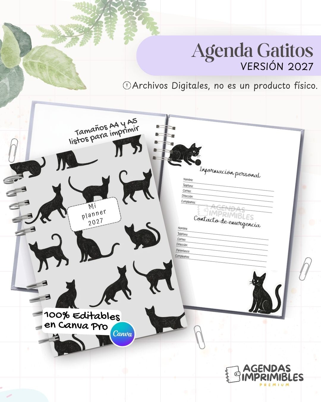 Agenda Gatitos 2027 - Archivo Imprimible - imagen 1