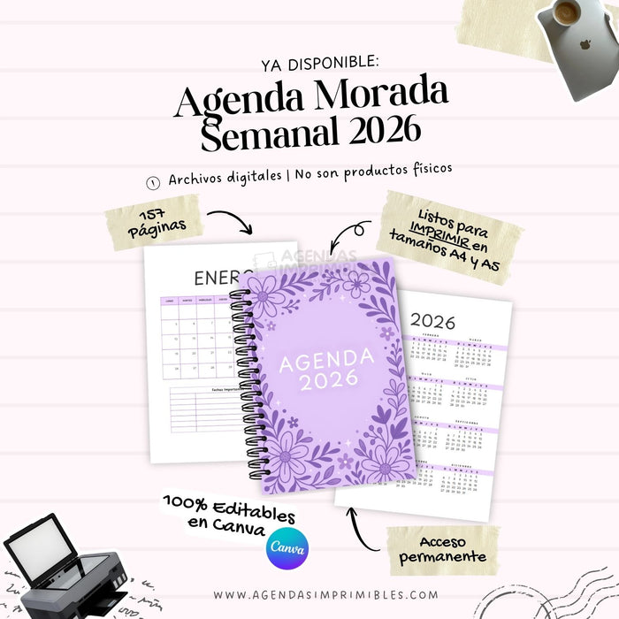 Agenda Morada Semanal | 2026
