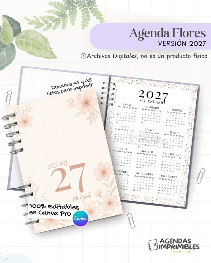 Agenda Flores 2027 - Archivo Imprimible - imagen 1