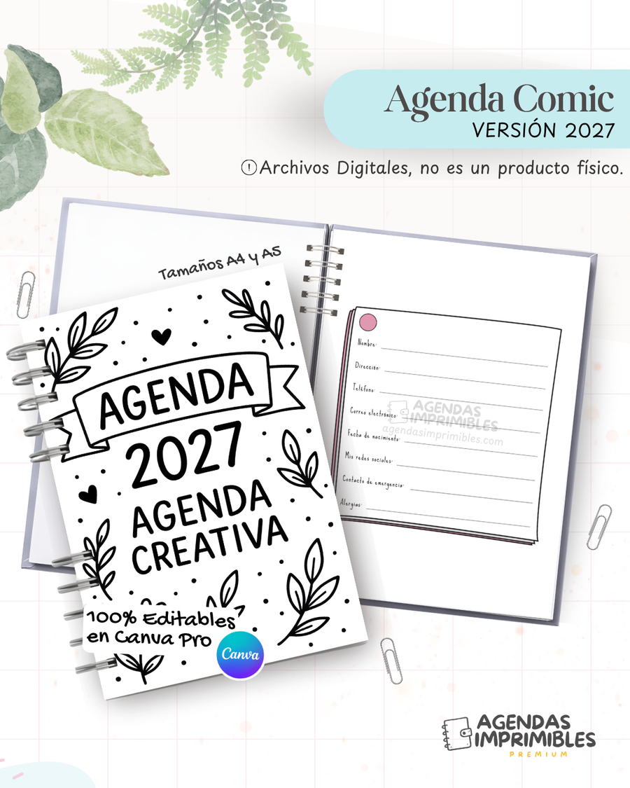 Agenda Cómic 2027 - Archivo Imprimible
