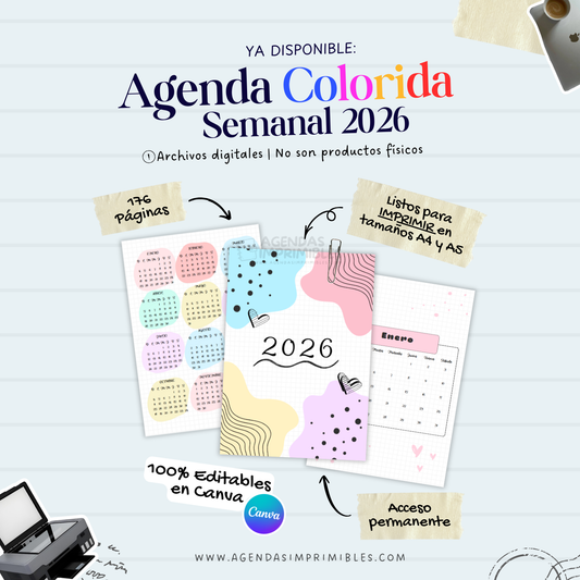 Agenda Colorida Semanal | 2026