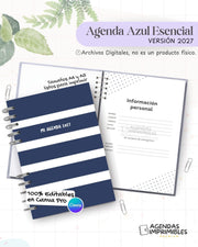 Agenda Azul Esencial 2027 - Archivo Imprimible