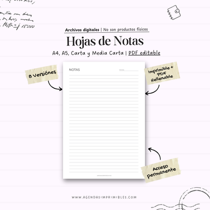 Hojas de Notas