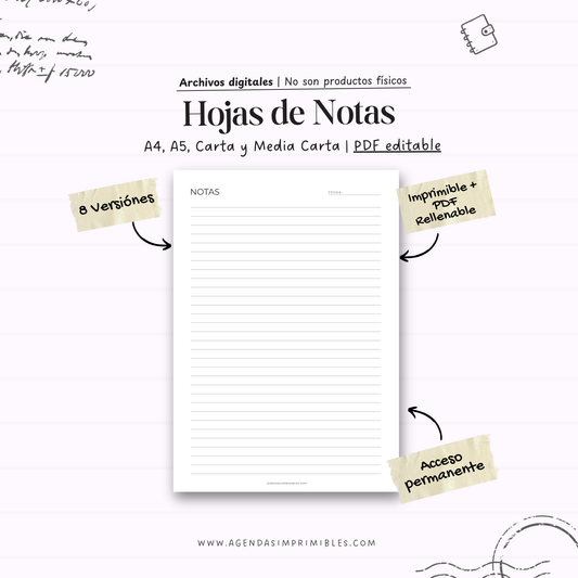 Hojas de Notas
