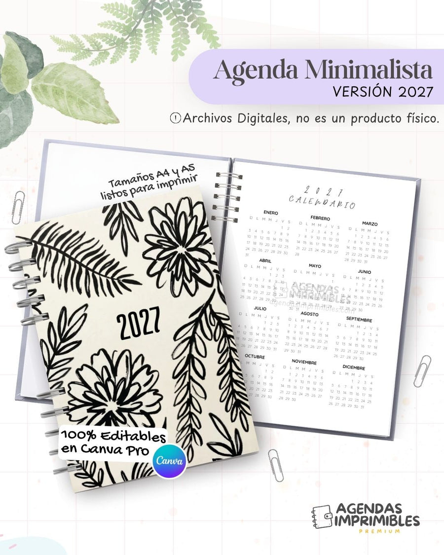 Agenda Minimalista 2027 - Archivo Imprimible