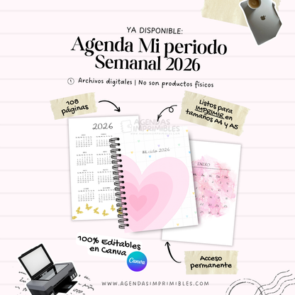 Agenda Mi periodo Semanal| 2026