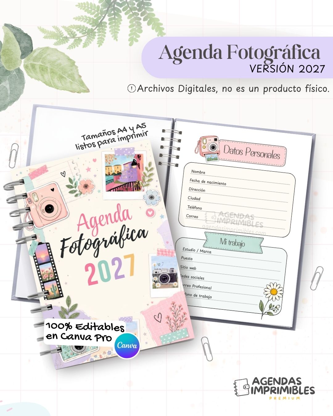 Agenda Fotográfica 2027 - Archivo Imprimible - imagen 1