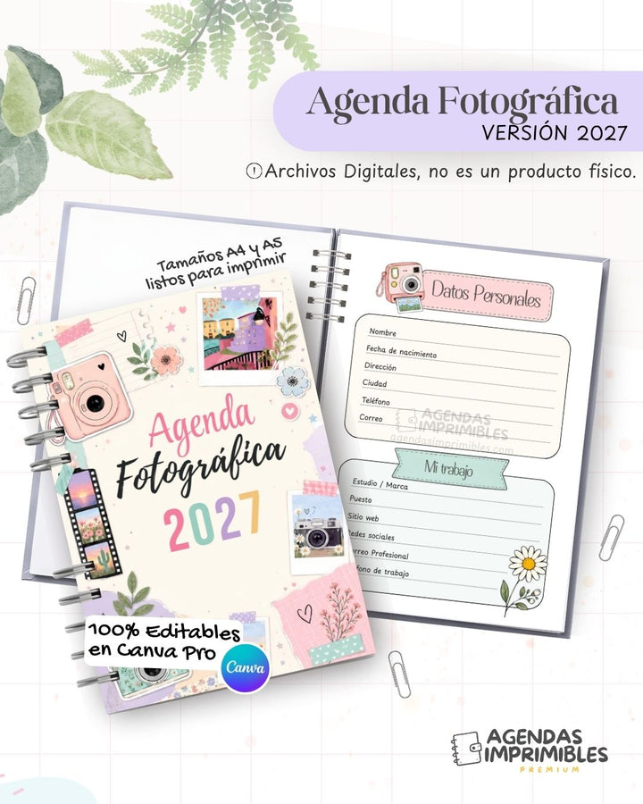 Agenda Fotográfica 2027 - Archivo Imprimible - imagen 1