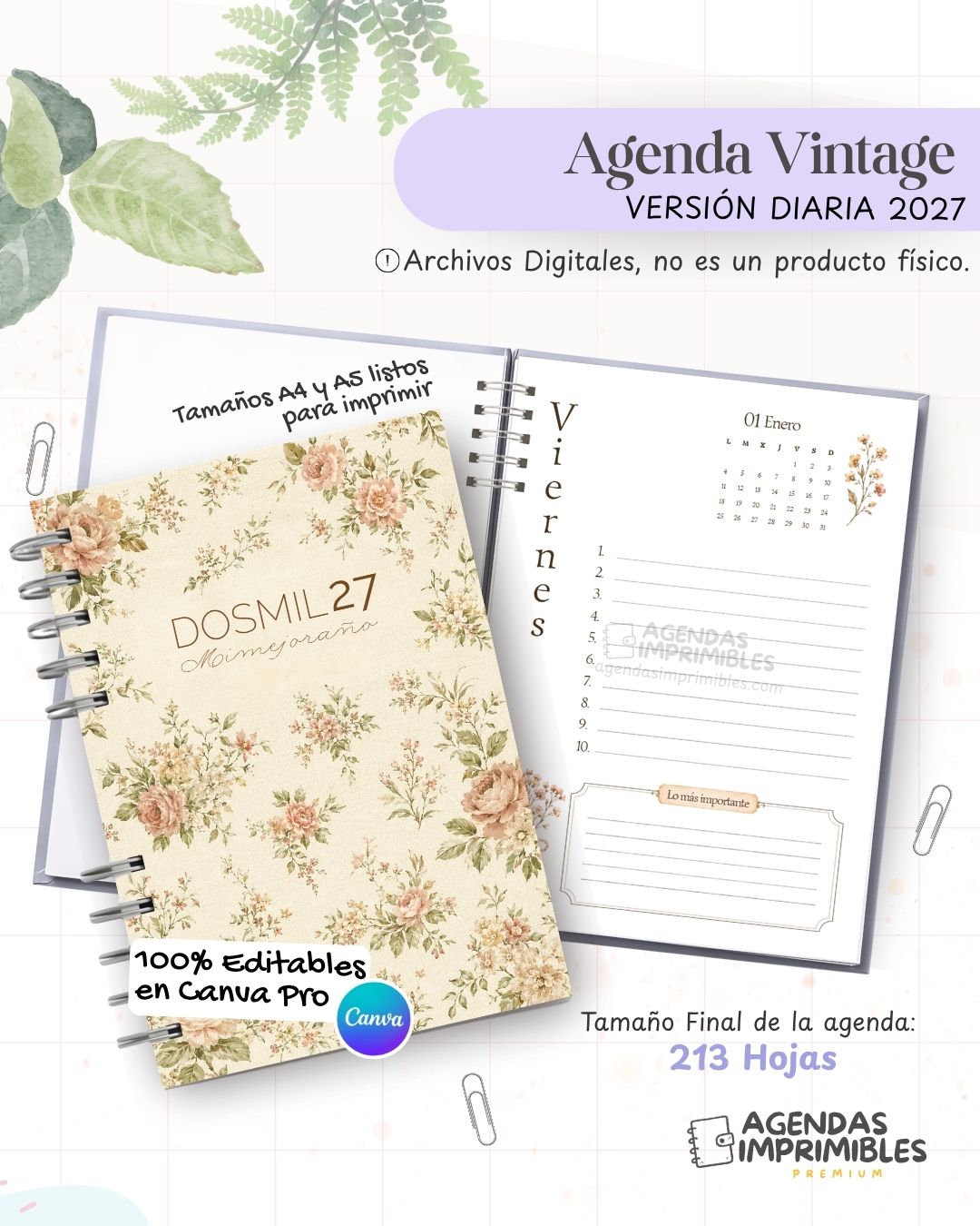 Agenda Vintage 2027 - Diario - imagen 1
