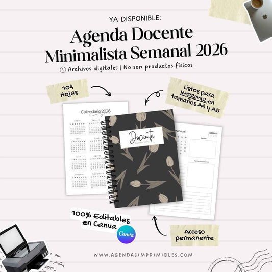 Agenda Docente Minimalista Semanal | 2026