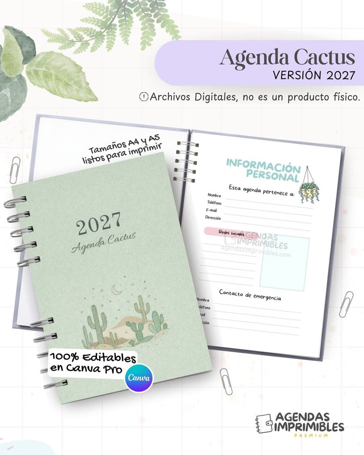Agenda Cactus 2027 - Archivo Imprimible - imagen 1