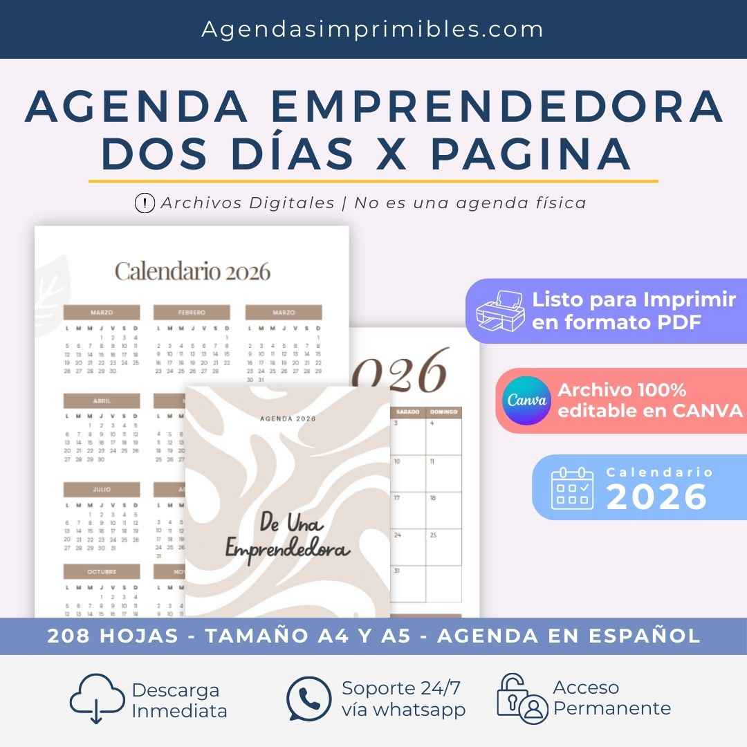 Agenda Emprendedora Dos Días x Pagina | 2026