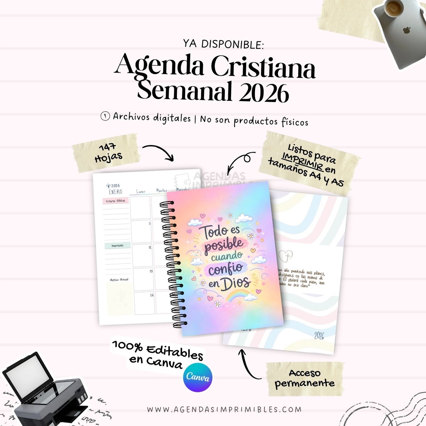 Agenda Cristiana 2 Días x Página | 2026