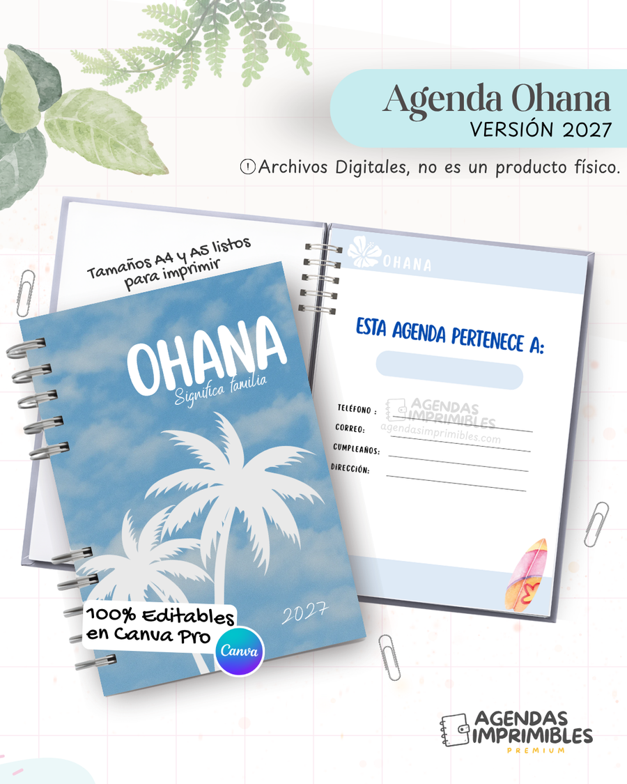 Agenda Ohana 2027 - Archivo Imprimible