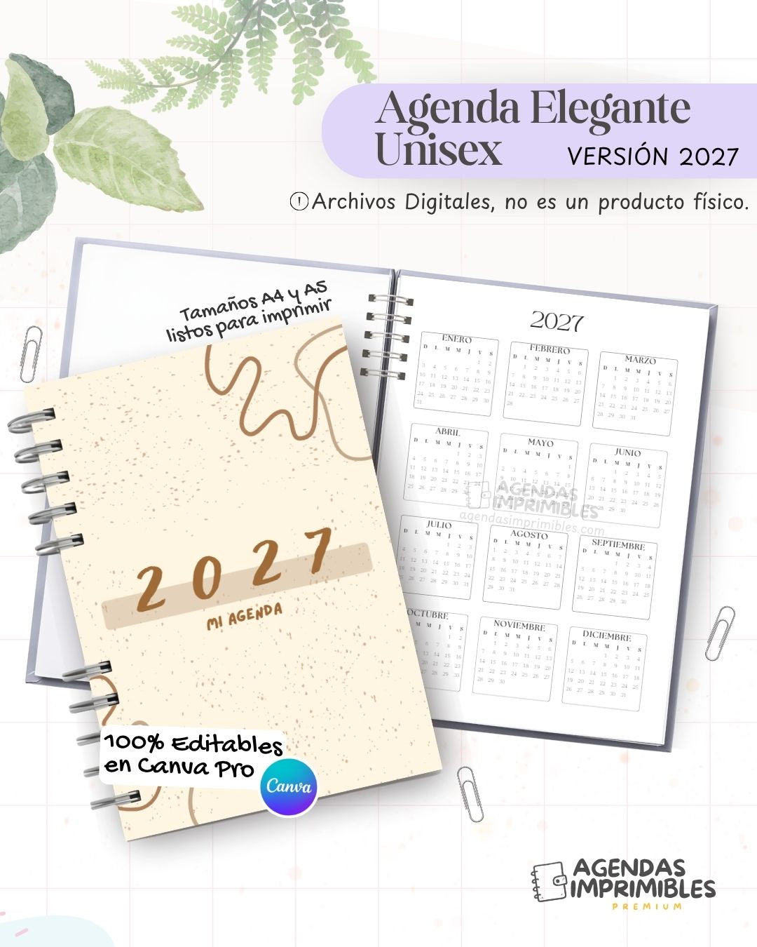Agenda Unisex 2027 - Archivo Imprimible - imagen 1