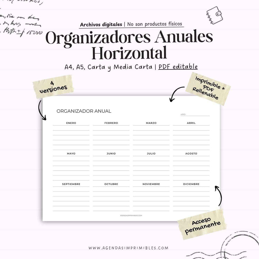 Organizadores Anuales Horizontales