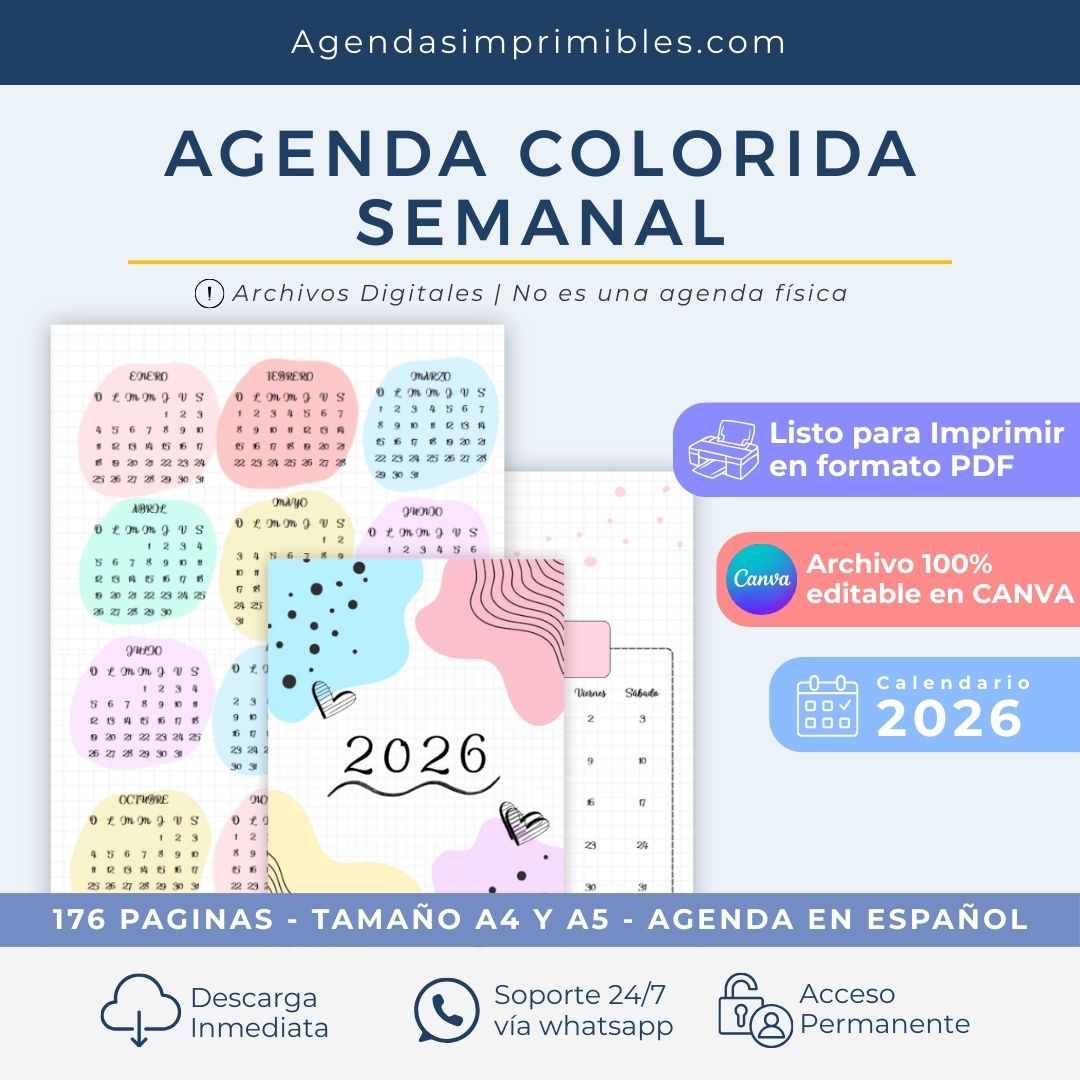 Agenda Colorida Semanal | 2026
