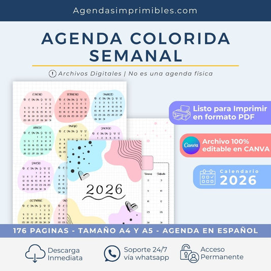 Agenda Colorida Semanal | 2026