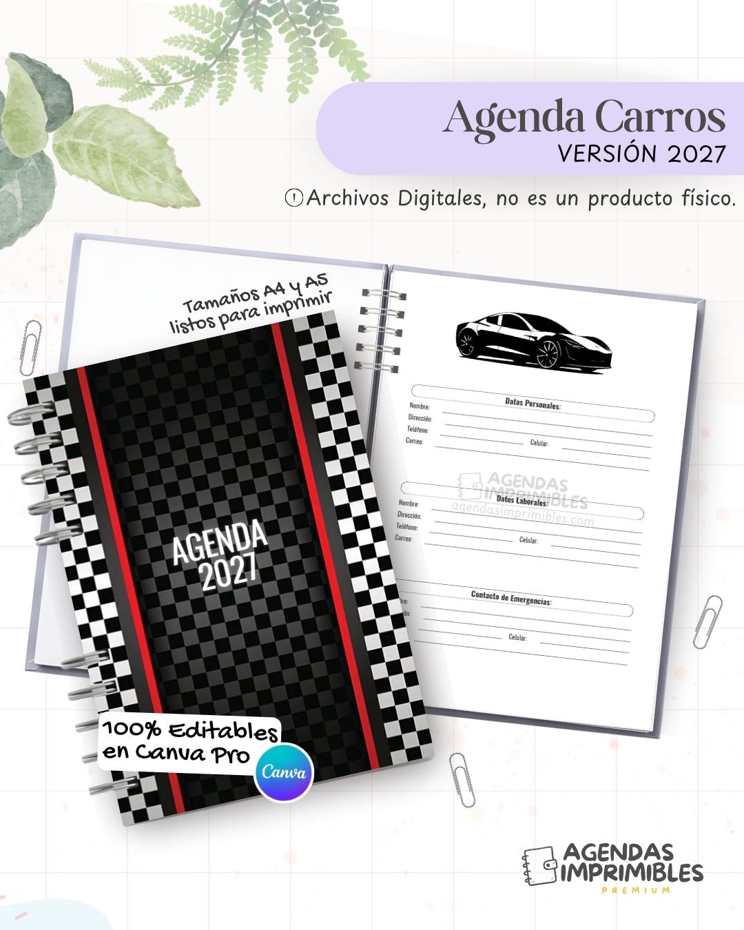 Agenda Carros 2027 - Archivo Imprimible - imagen 1