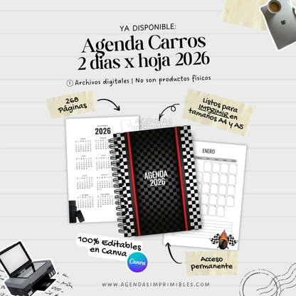 Agenda carros 2 días x Hojas | 2026