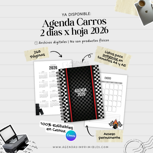 Agenda carros 2 días x Hojas | 2026