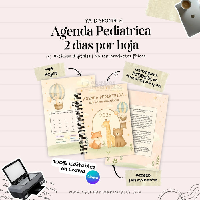 Agenda Pediátrica 2 Días x Página | 2026