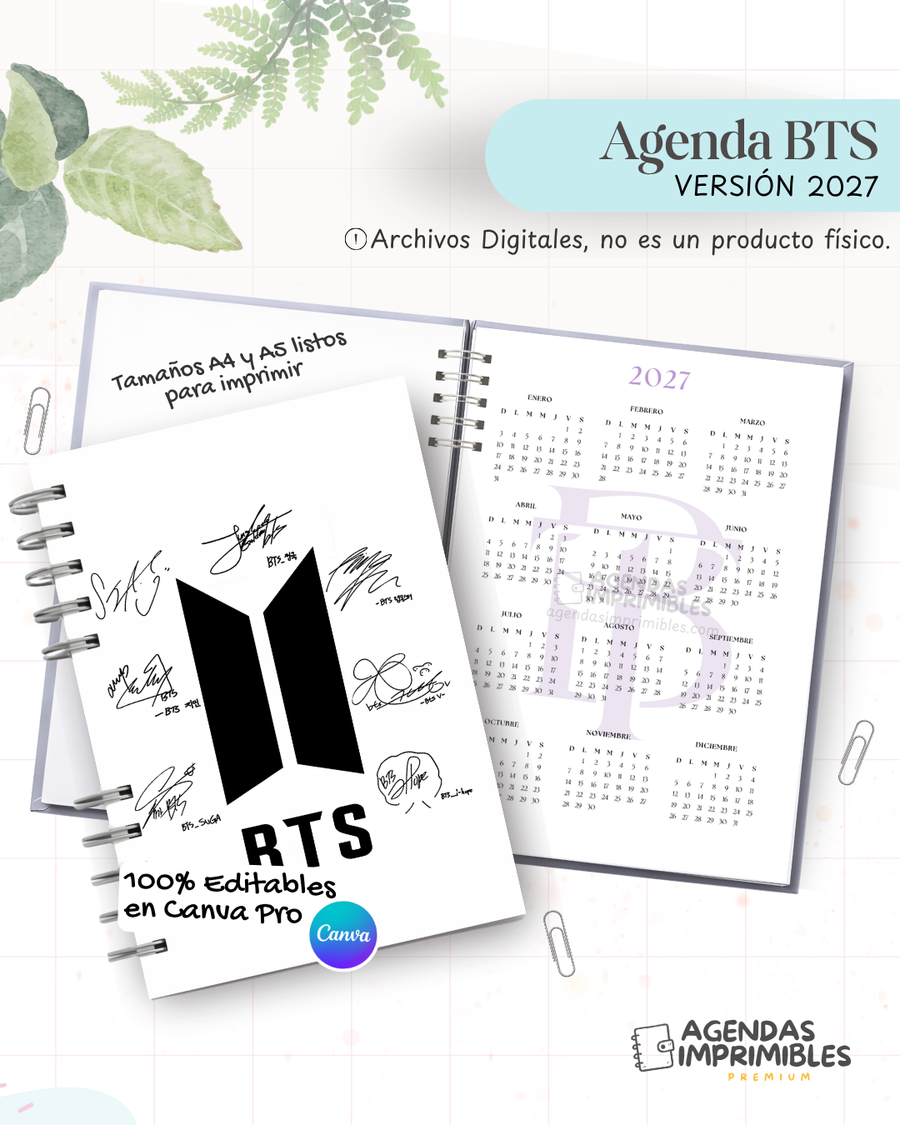 Agenda BTS 2027 - Archivo Imprimible