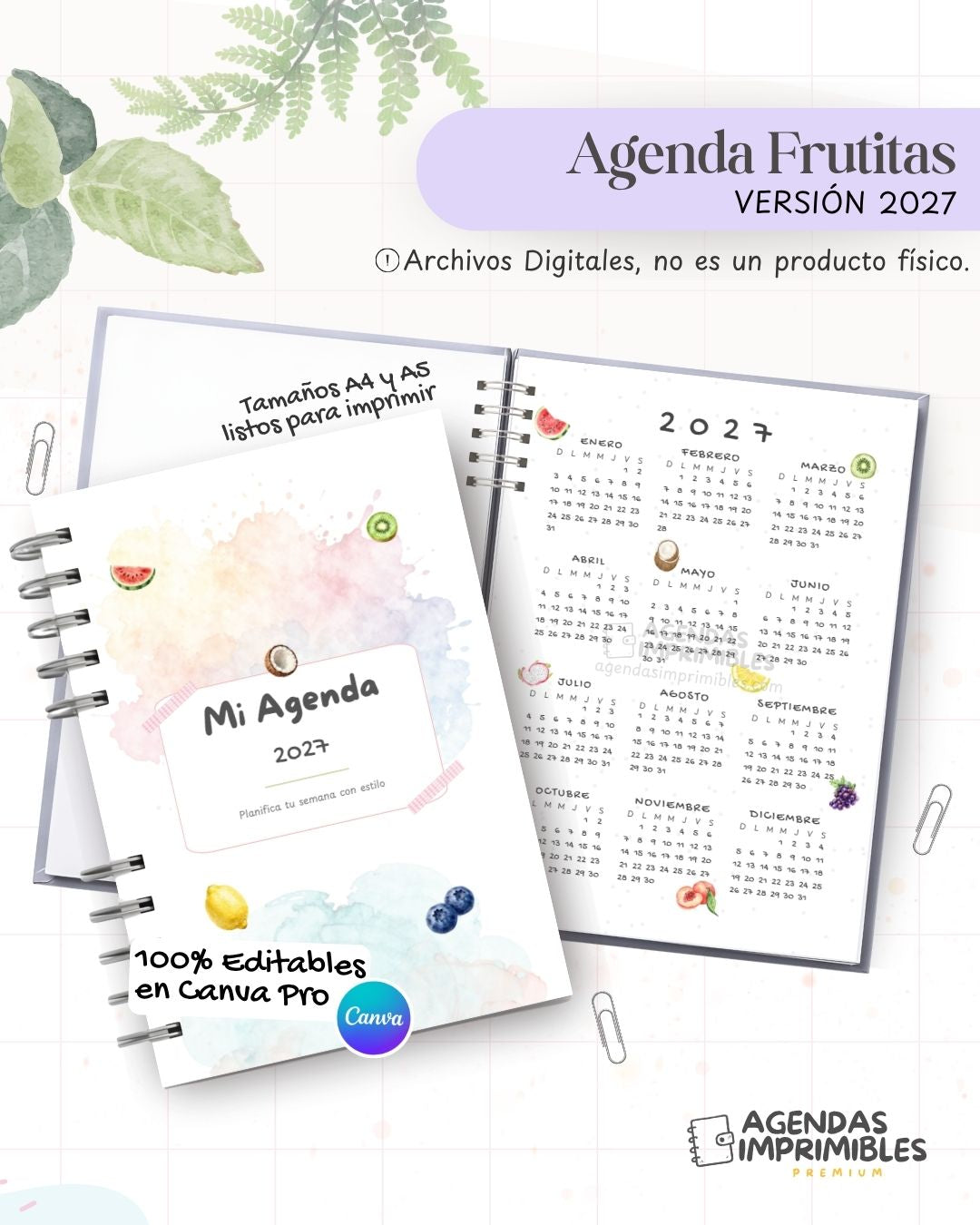 Agenda Frutitas 2027 - Archivo Imprimible - imagen 1