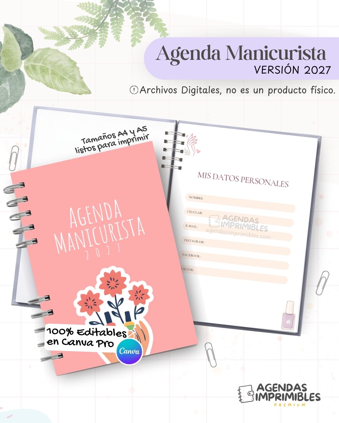 Agenda Manicurista 2027 - Archivo Imprimible - imagen 1