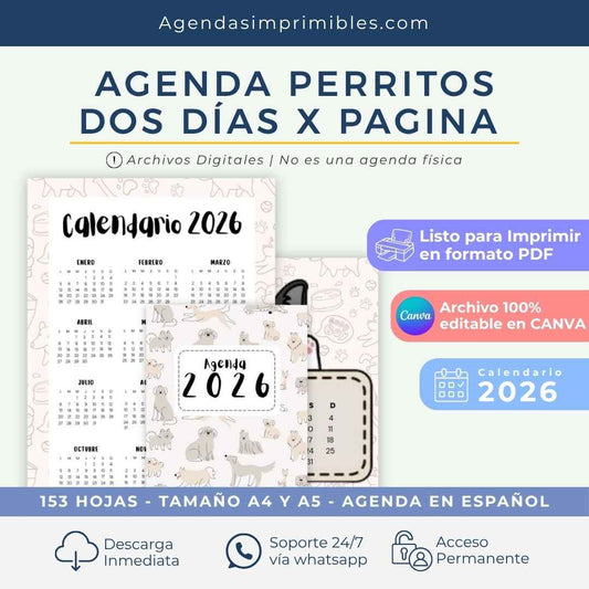 Agenda Perritos Dos Días x Pagina | 2026
