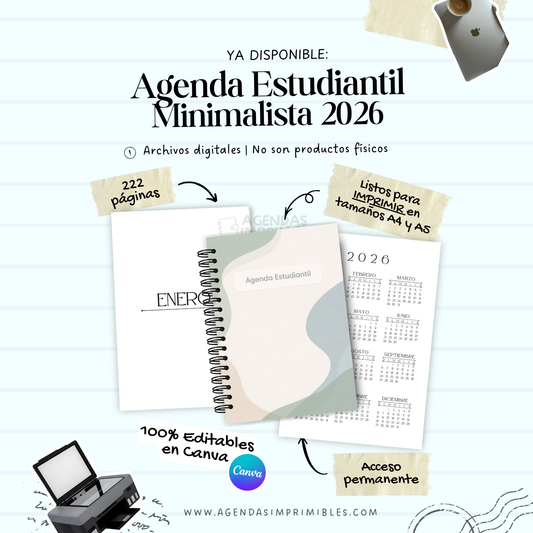 Agenda Estudiantil Minimalista Semanal| 2026