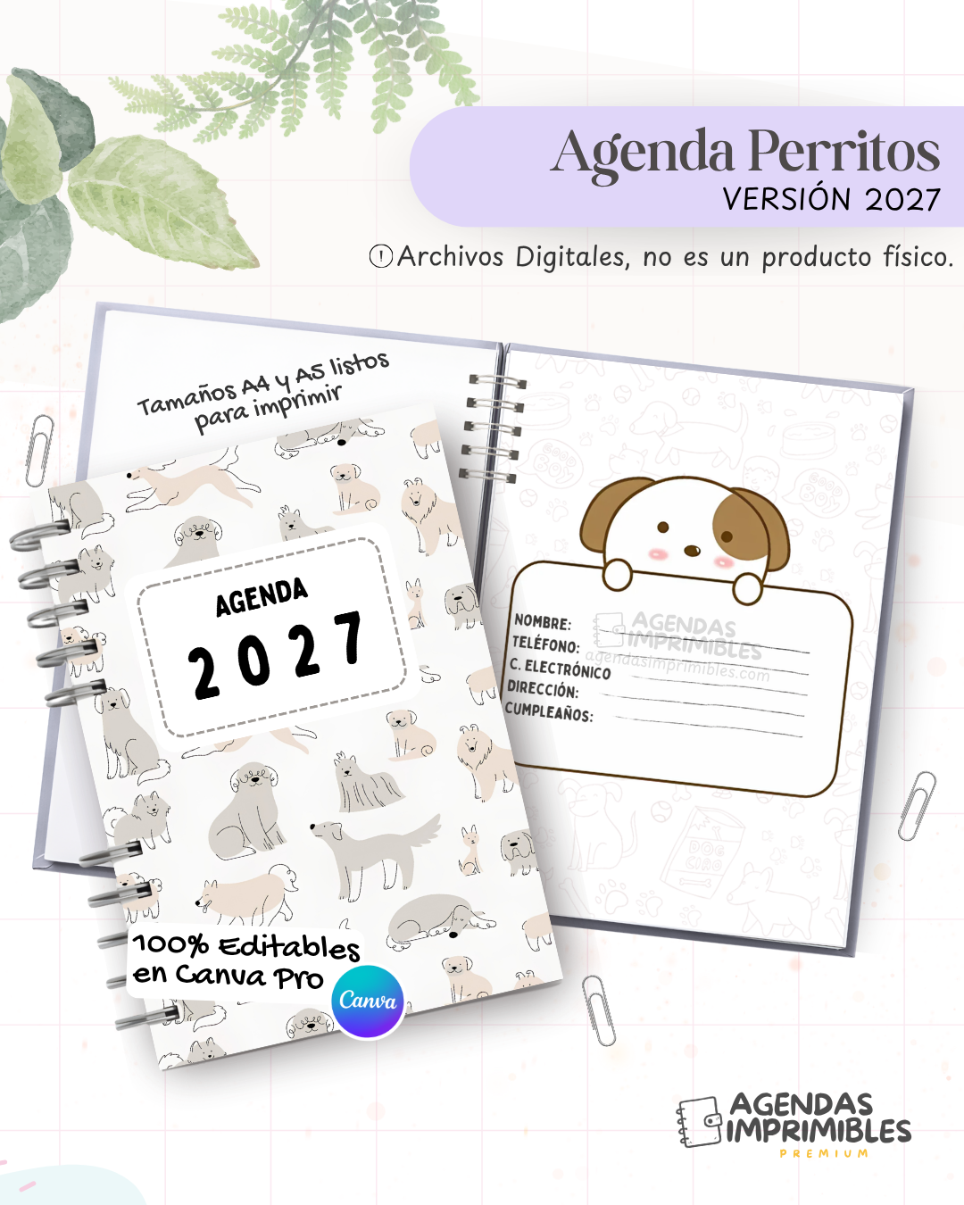 Agenda Perritos 2 2027 - Archivo Imprimible - imagen 1