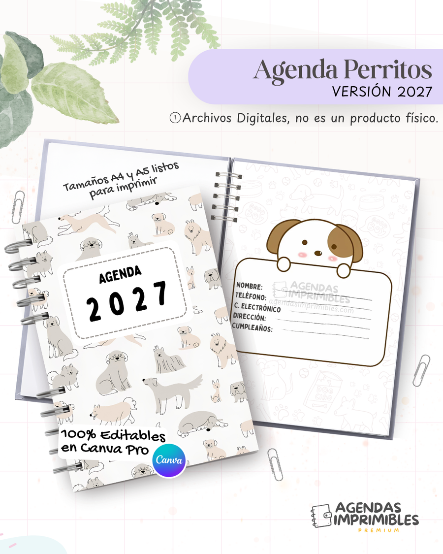 Agenda Perritos 2 2027 - Archivo Imprimible
