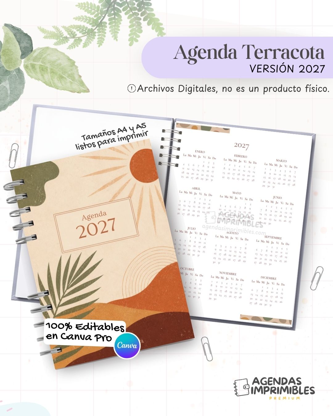 Agenda Terracota 2027 - Archivo Imprimible - imagen 1