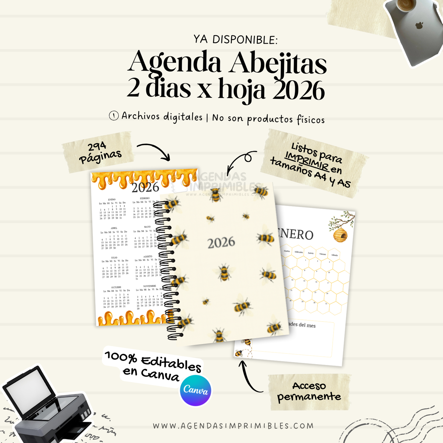 Agenda Abejita 2 Días x Página | 2026