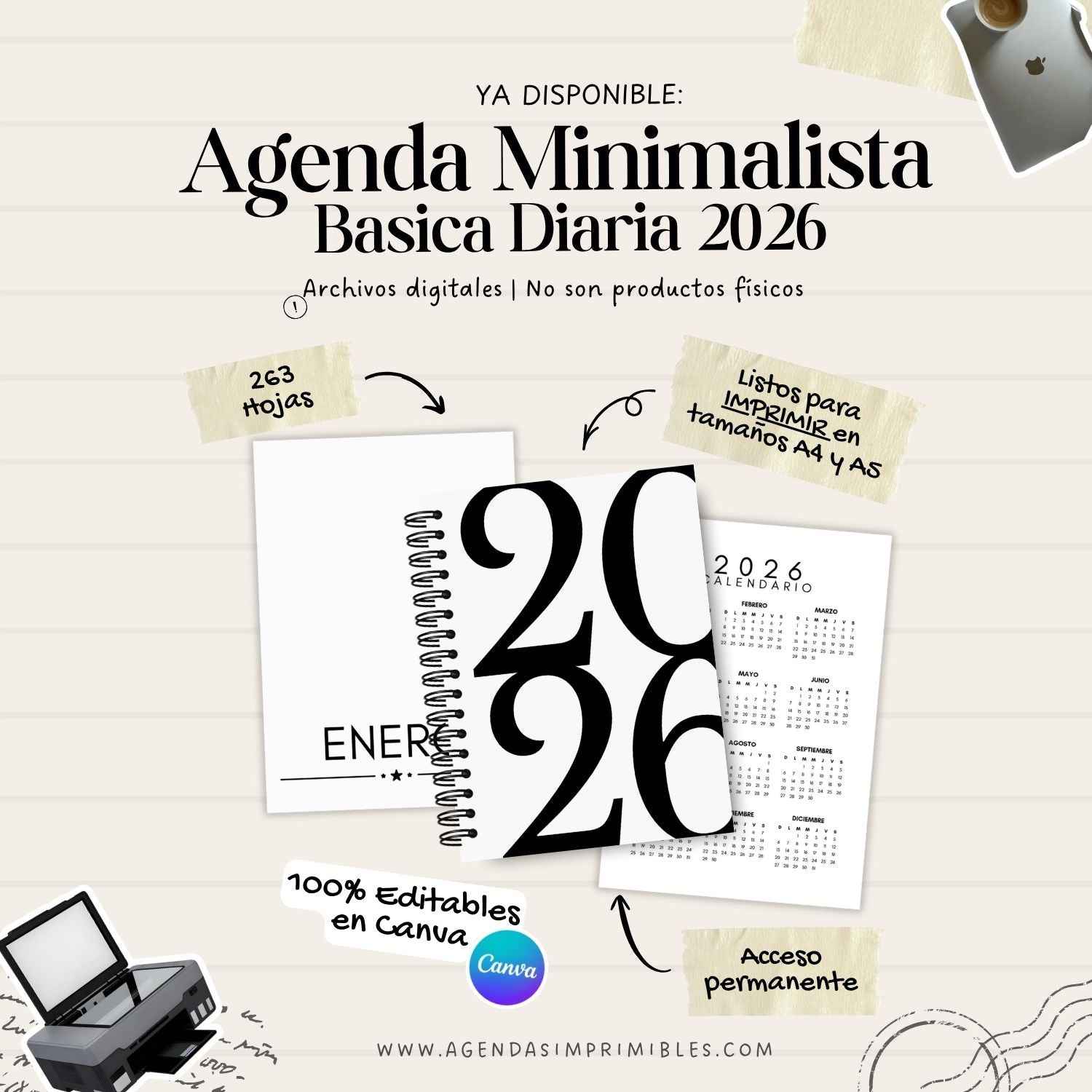 Agenda Minimalista Diaria | 2026