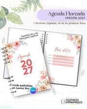 Agenda Floreada Esencial 2027 - Archivo Imprimible