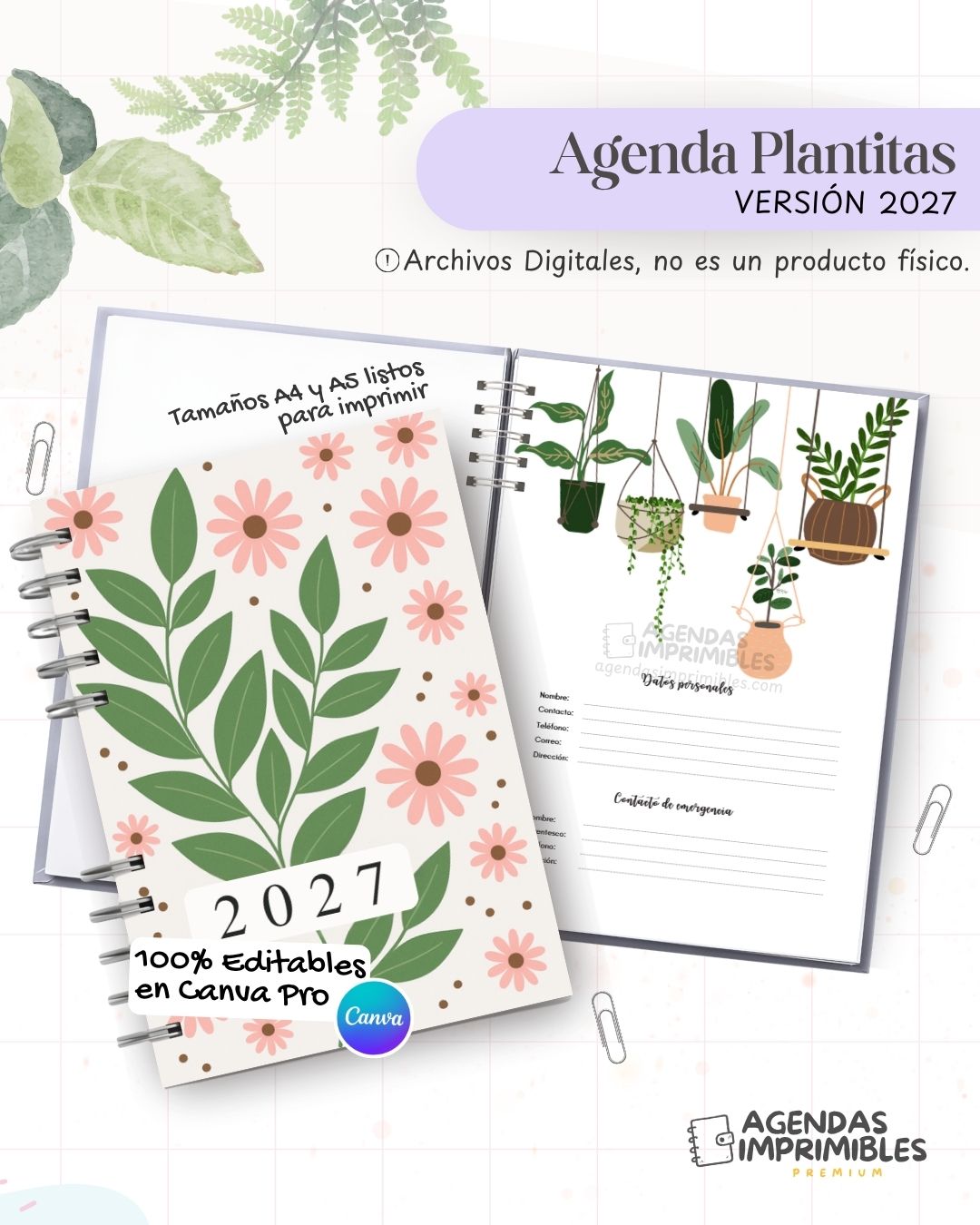 Agenda Plantitas 2027 - Archivo Imprimible - imagen 1