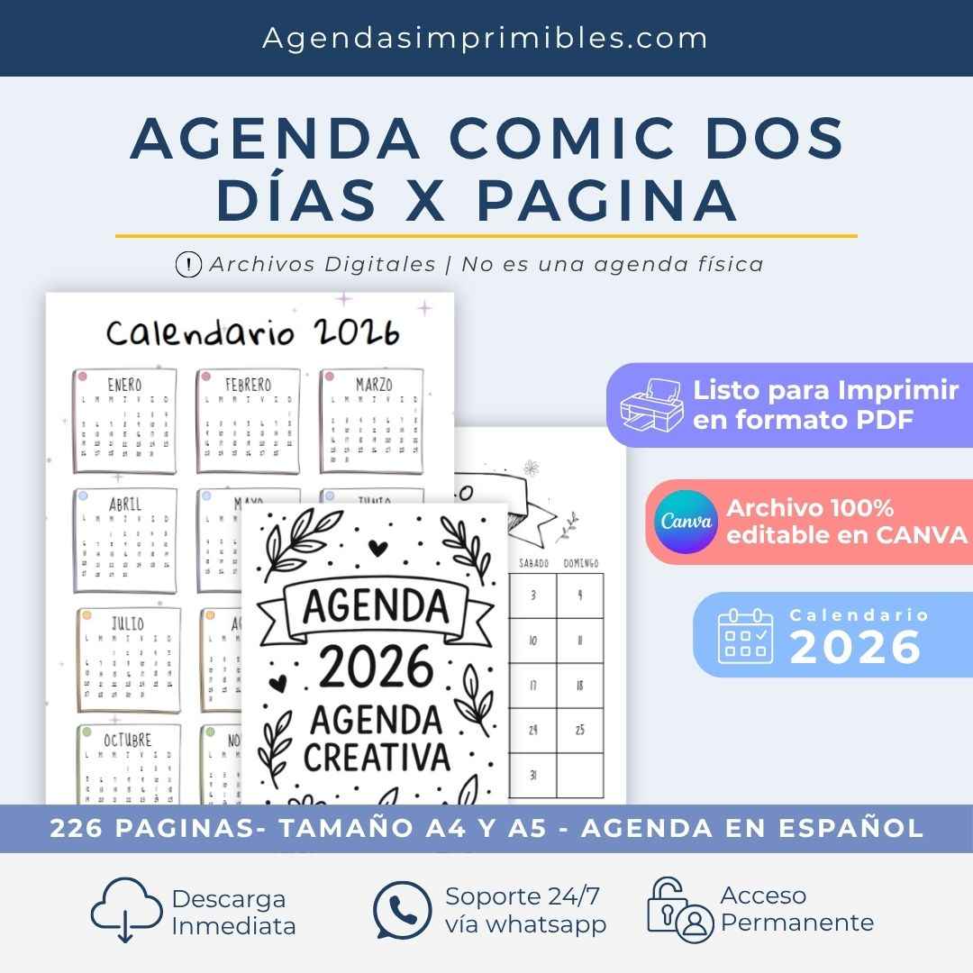 Agenda Comic Rosa Dos Días x Pagina | 2026 (Copia)