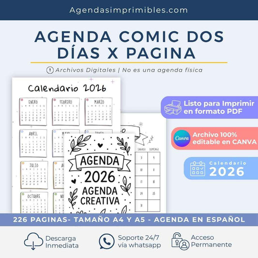 Agenda Comic Rosa Dos Días x Pagina | 2026 (Copia)