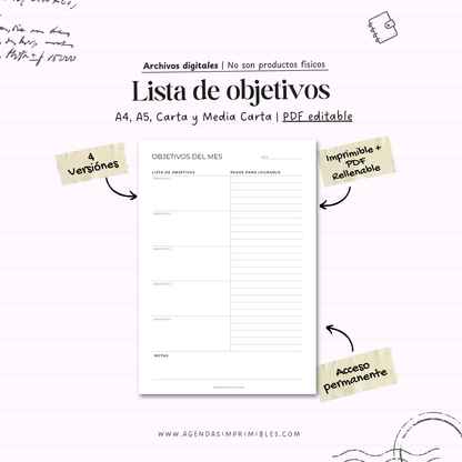 Lista de Objetivos